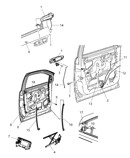 2008 Dodge Durango Front Door Window Regulator Left Diagram for 55277229AB