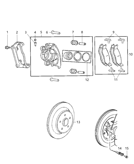 2008 Dodge Durango Brakes, Rear, Disc Diagram