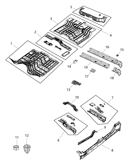 2014 Ram 3500 CROSSMEMBER-Front Seat Retention Diagram for 55372357AA