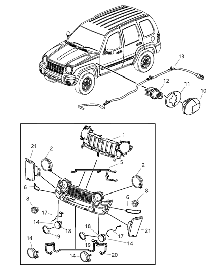 2005 Jeep Liberty Fog Lamp Diagram for 55156866AA