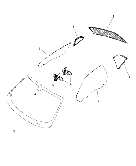 2020 Dodge Challenger Glass, Glass Hardware, And Interior Rearview Mirror Diagram