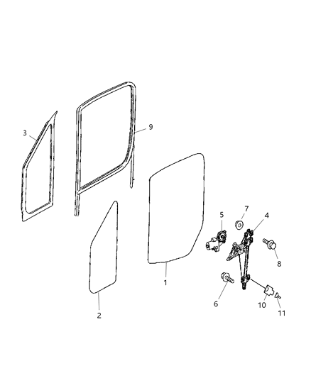 2007 Dodge Sprinter 2500 Frame-Door Glass Diagram for 68010030AA