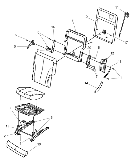 2006 Chrysler Pacifica Rear Seat - 3rd Positon - Attaching Parts Diagram