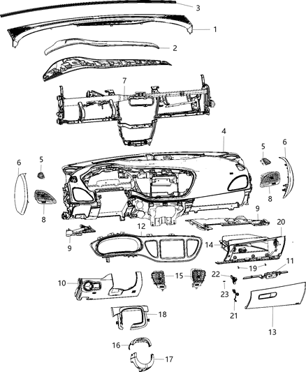 2015 Dodge Dart Bezel-Instrument Cluster Diagram for 5NP781A3AA