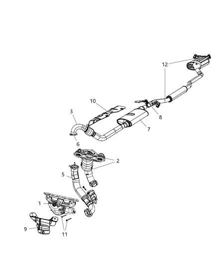 2008 Chrysler Pacifica Exhaust Muffler And Tailpipe Diagram for 68038111AA