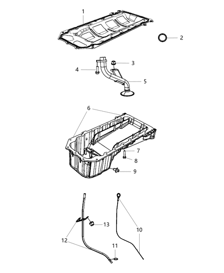 2016 Dodge Challenger Engine Oil Pan & Engine Oil Level Indicator & Related Parts Diagram 4