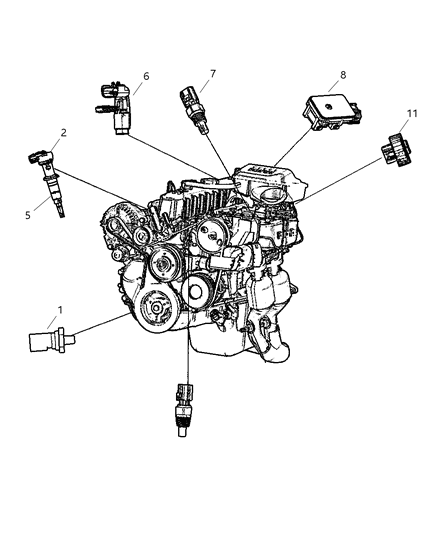 2004 Jeep Grand Cherokee Sensors - Engine Diagram 1