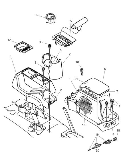 2004 Jeep Wrangler Console-Floor Diagram for WS46XDVAB