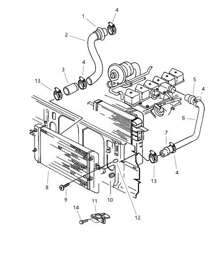 1998 Dodge Ram 2500 Quad & Club Cab Charge Air Cooler System Diagram 1