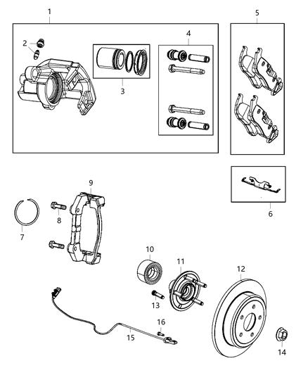 2014 Dodge Durango Brakes, Rear Disc Diagram