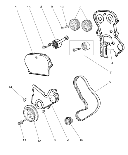 1997 Chrysler Sebring Convertible Timing Belt & Cover Diagram 2