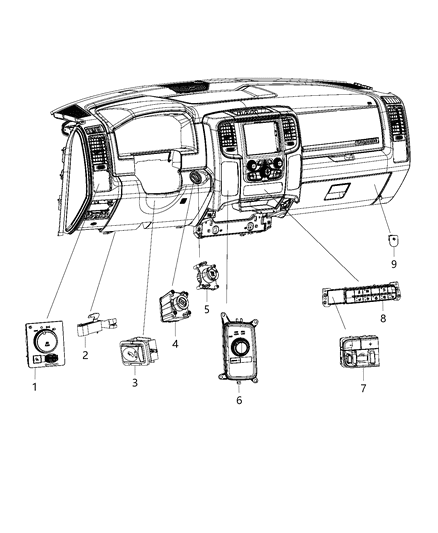 2015 Ram 2500 Switches - Instrument Panel Diagram