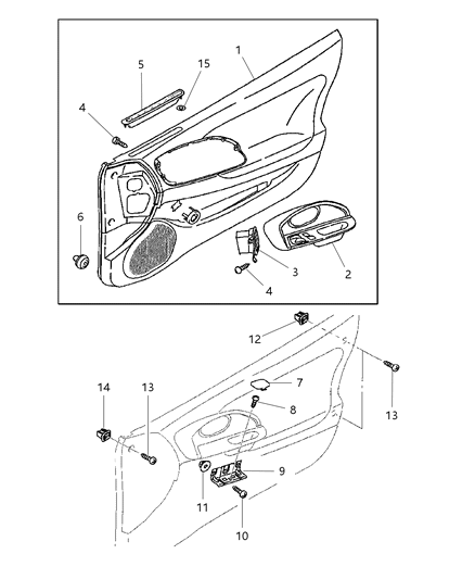 2000 Chrysler Sebring Coupe Front Door Trim Panel Diagram