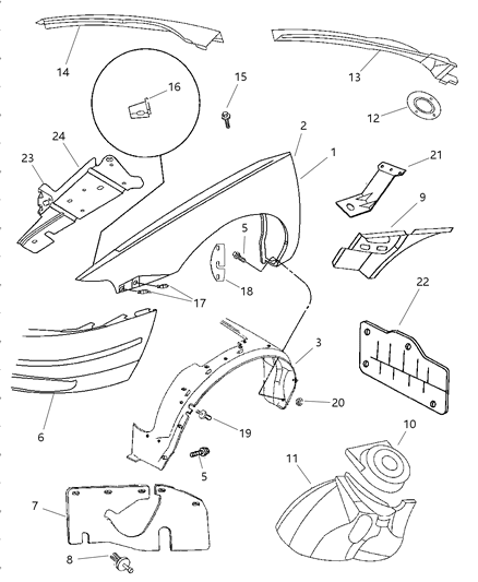 1997 Chrysler LHS Fender Diagram for 4580591