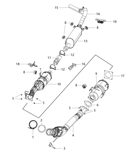 2013 Ram 2500 Catalytic Converter Scr With Ammonia Trap Diagram for 68087106AF