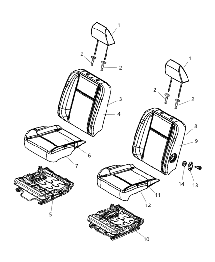 2007 Dodge Ram 2500 Front Seat Cushion Driver Cover Diagram for 1DL151D5AA