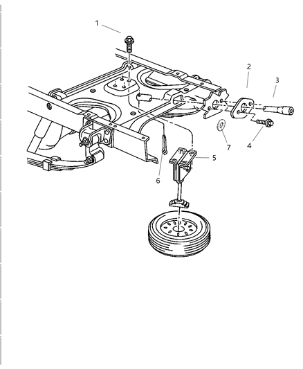 1998 Dodge Ram 2500 Quad & Club Cab Spare Wheel Underslung Mounting Diagram