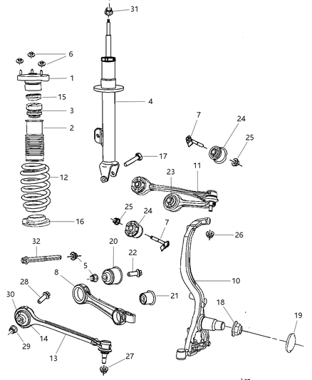 2008 Dodge Challenger Suspension - Front Diagram