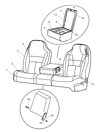 2000 Dodge Ram 1500 Seat Back-Front Diagram for TD261AZAA