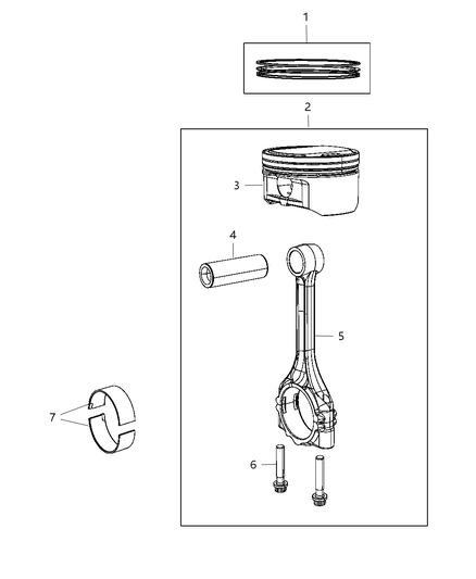 2019 Jeep Grand Cherokee Pistons , Piston Rings , Connecting Rods And Connecting Rod Bearings Diagram 6