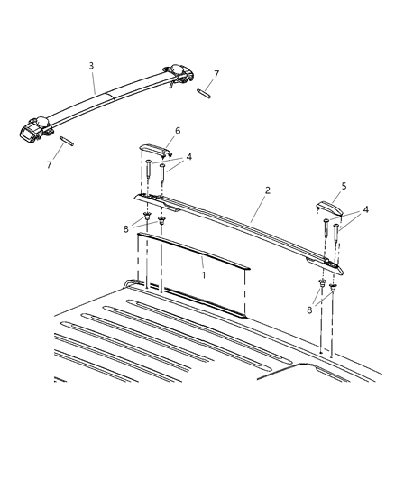 2008 Jeep Grand Cherokee Rail-Roof Diagram for 55157460AA