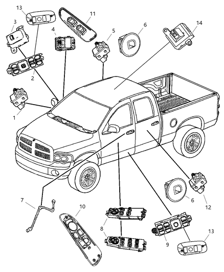 2005 Dodge Ram 1500 Switch-SUNROOF Diagram for 5KL141L2AA