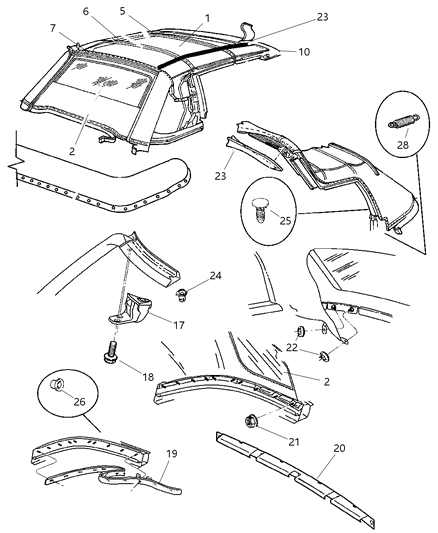 2001 Chrysler Sebring Sedan & Convertible Convertible Top Diagram