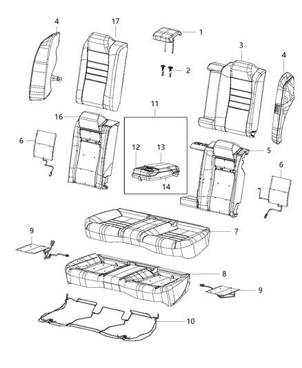 2020 Chrysler 300 Rear Seat Back Cover Diagram for 5ZC49ML8AB