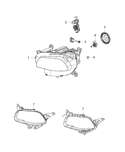 2018 Jeep Cherokee Lamps, Front Headlamp Diagram 1