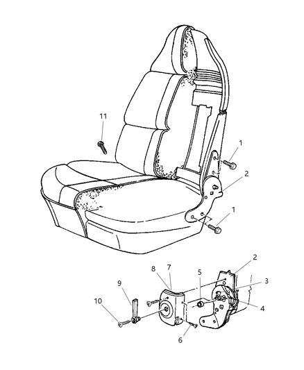 2000 Dodge Ram Van Cover Front Seat Hinge Diagram for TF761C3AA