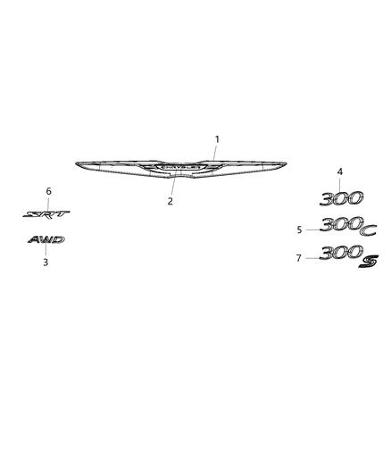 2016 Chrysler 300 NAMEPLATE-DECKLID Diagram for 68304318AA