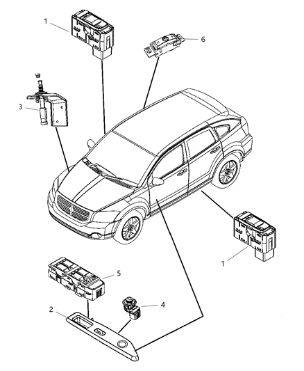 2007 Dodge Caliber Switches - Body Diagram