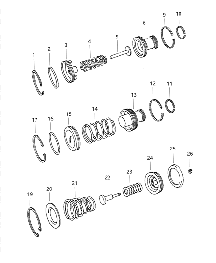 1997 Dodge Grand Caravan Servos - Accumulator Piston & Spring Diagram