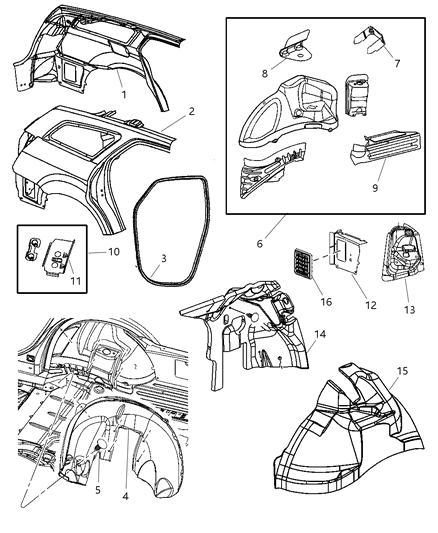 2006 Dodge Magnum Panel-Body Side Aperture Rear Diagram for 5139155AH