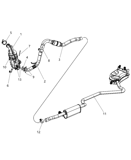 2012 Dodge Journey Exhaust Muffler Resonator And Tailpipe Diagram for 5147254AD