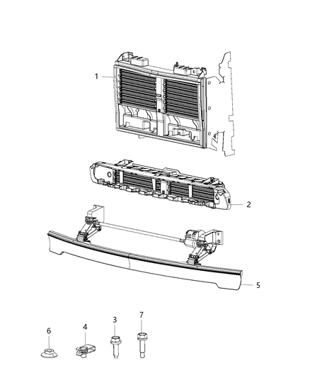 2019 Ram 1500 Grille-Active Shutter Diagram for 68405136AA