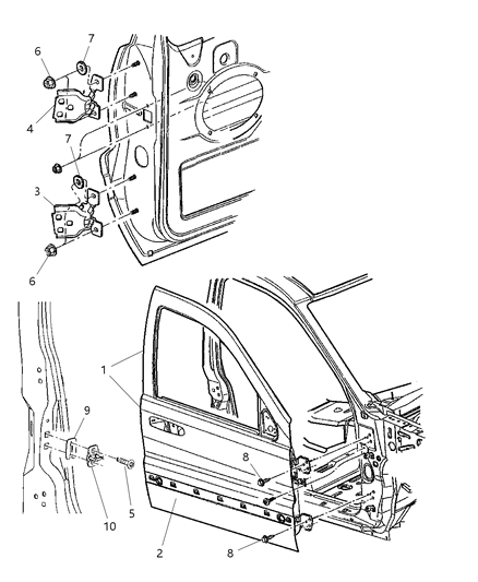 2010 Jeep Grand Cherokee Front Door Lower Hinge Diagram for 55369192AF