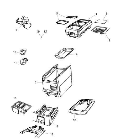 2010 Dodge Grand Caravan Base-Floor Console Diagram for 1JC91DK5AA