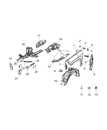 2020 Jeep Compass Frame Front Diagram for 68370960AC