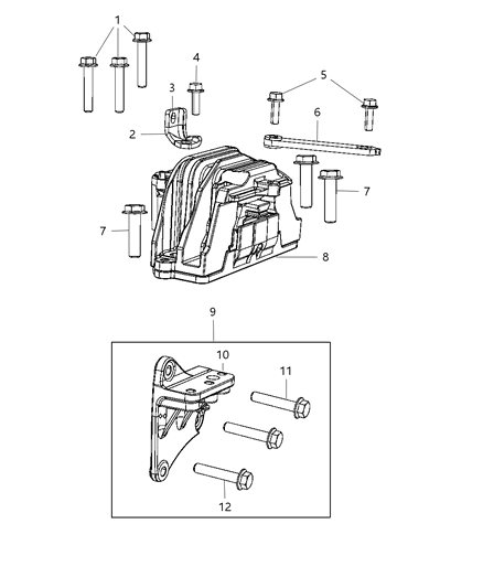 2012 Dodge Avenger Engine Mounting Right Side Diagram 3