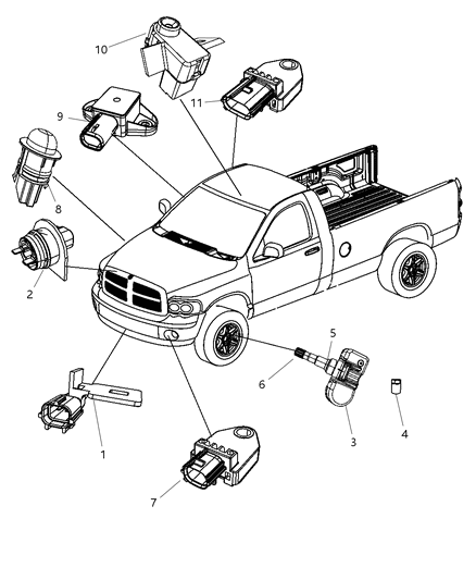 2009 Dodge Ram 1500 Sensors Body Diagram