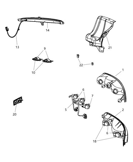 2009 Dodge Viper Lamp-Tail Stop Turn Diagram for 5030321AB