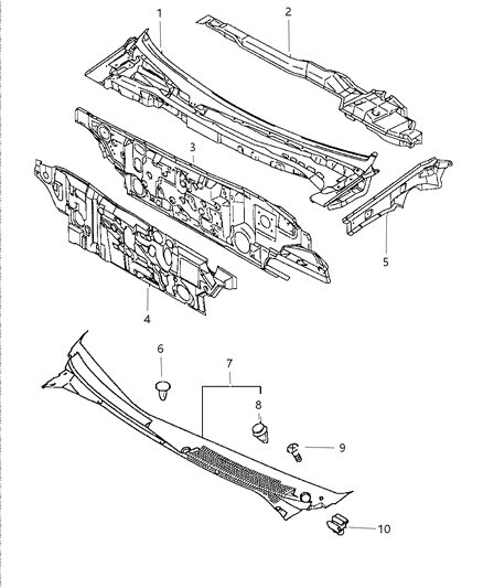 1997 Dodge Avenger Clip Air Inlet Grille Diagram for MR109910