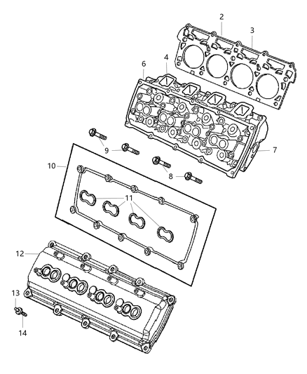 2004 Dodge Ram 1500 Cylinder Head & Cover & Rocker Housing Diagram 3