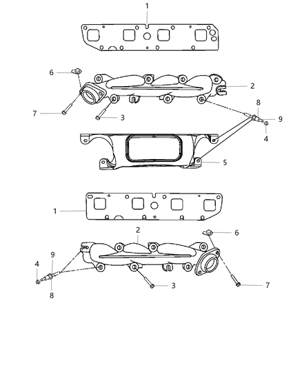 2012 Ram 2500 Exhaust Manifolds & Heat Shields Diagram 1