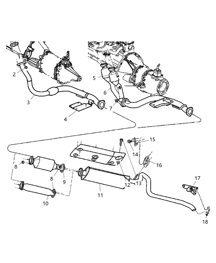 2000 Jeep Cherokee Exhaust Muffler And Tailpipe Diagram for E0021489AA