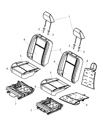 2011 Ram 3500 Front Seat Cushion Cover Diagram for 1VD65GTVAA