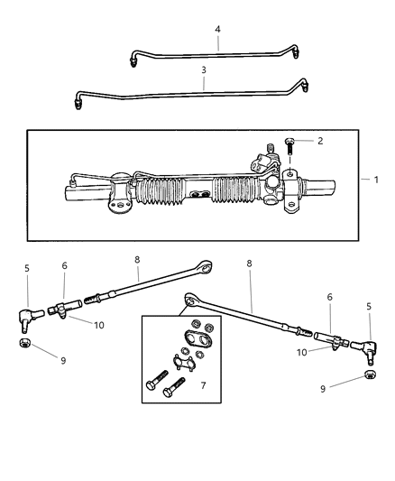 2002 Dodge Intrepid Gear - Rack & Pinion, Power & Attaching Parts Diagram