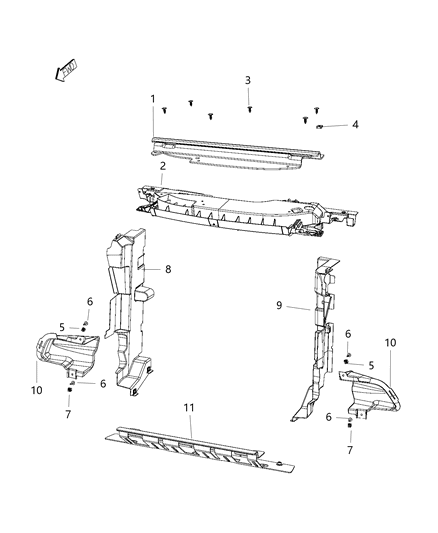 2019 Jeep Cherokee Seal-Radiator Upper Diagram for 68437119AA