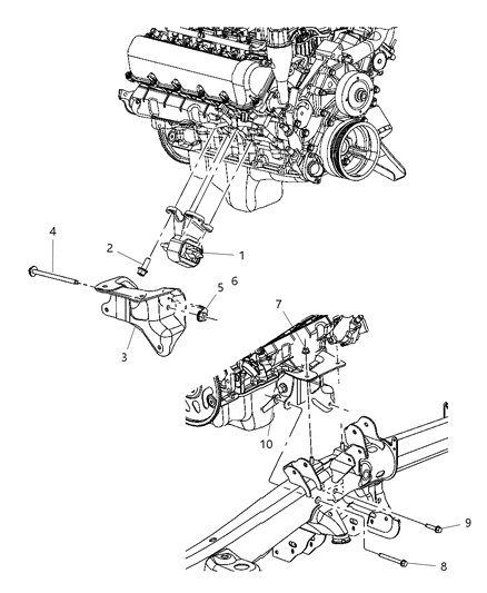 2004 Dodge Durango Engine Mounting, Front Diagram 2